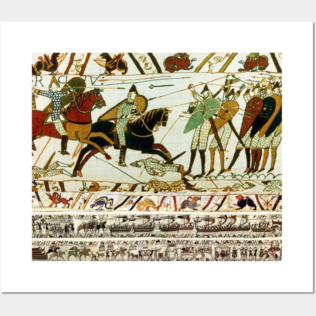 THE BAYEUX TAPESTRY ,BATTLE OF HASTINGS ,NORMAN KNIGHTS HORSEBACK Wall Art by BulganLumini